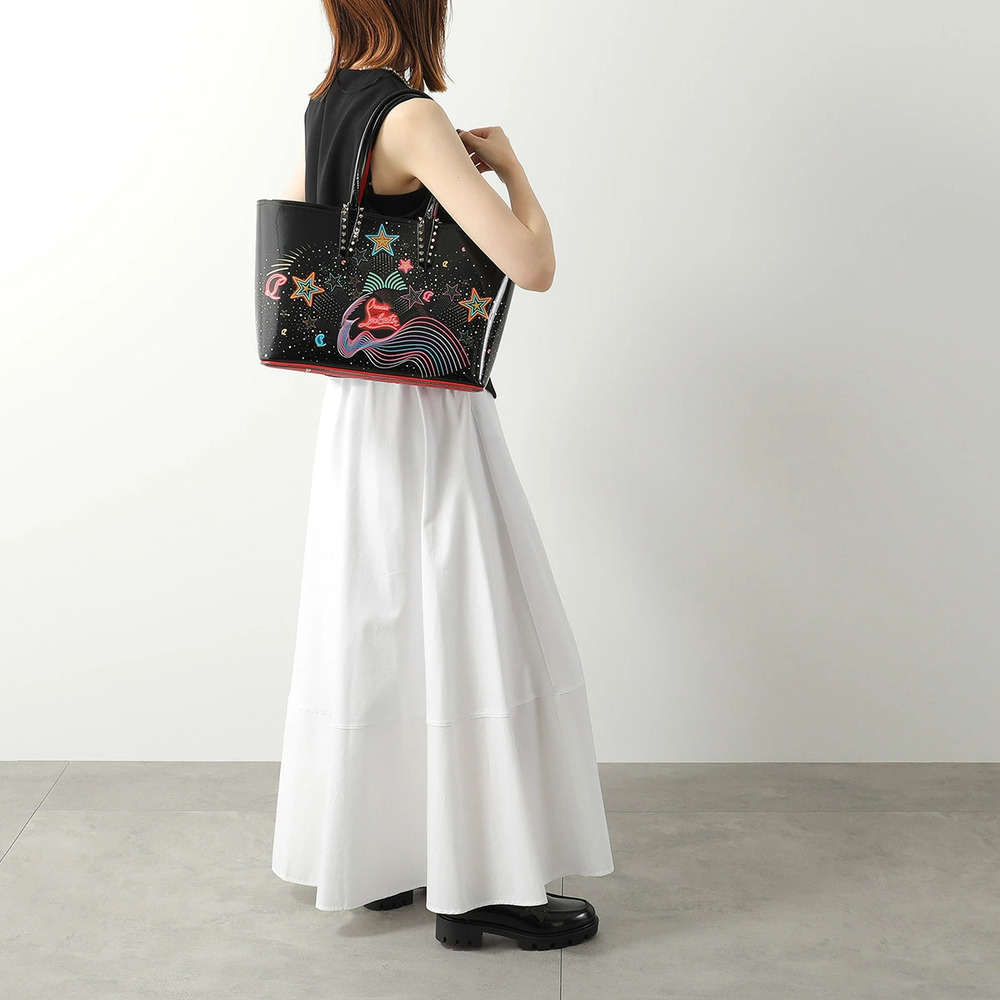Christian Louboutin CABATA Tote Bag Studded Pouch Clutch MULTI